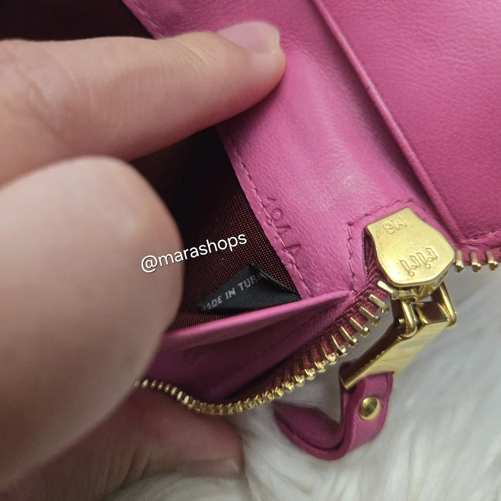 Miu Miu Matelassé Leather Zip Around Key Case Pink